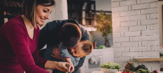 happy family in the kitchen